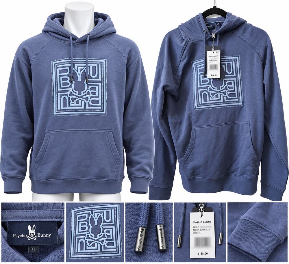 Psycho Bunny Men’s Hoodie – Dutch Blue – Size XL